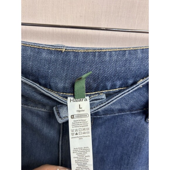 Halara Flex High Waisted Cuffed Hem Wide Leg Stretch Casual Jeans, Sz L 12/14 - Picture 2 of 9